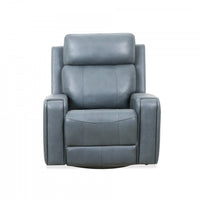 Fauteuil inclinable pivotant a mouvement coulissant Bellamy de 37 po en cuir assorti - Bleu