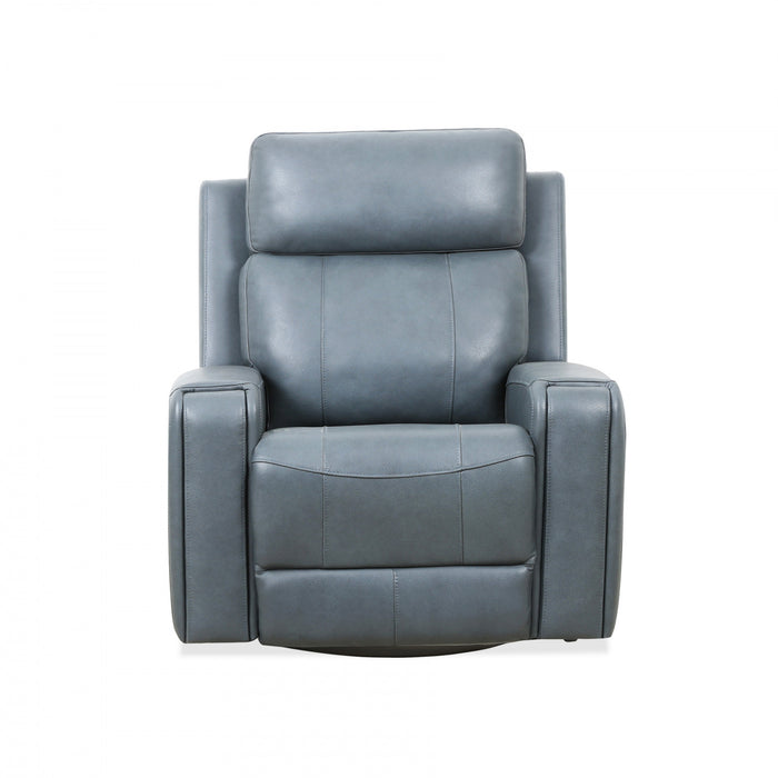 Fauteuil inclinable pivotant a mouvement coulissant Bellamy de 37 po en cuir assorti - Bleu