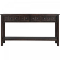  Table Console Michael En Bois Massif Pour Entree Avec Tiroirs De Rangement Et Etagere Inferieure - Marron