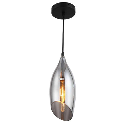 Dainolite Abba 1 Light Pendant Black Finish Smoked Glass Lamp|Luminaire suspendu Abba de Dainolite en verre fumé, avec fini noir et 1 ampoule