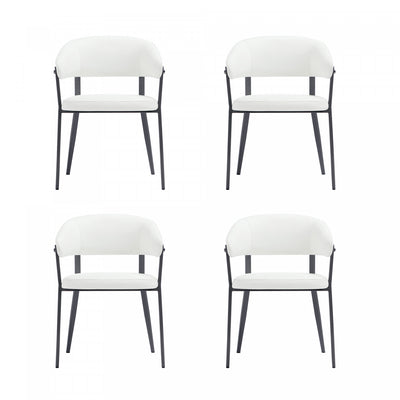 Belle Modern Metal Upholstered Dining Chair in White - Set of 4 | Chaise de salle a manger moderne en metal et tissu Belle, blanche - Lot de 4