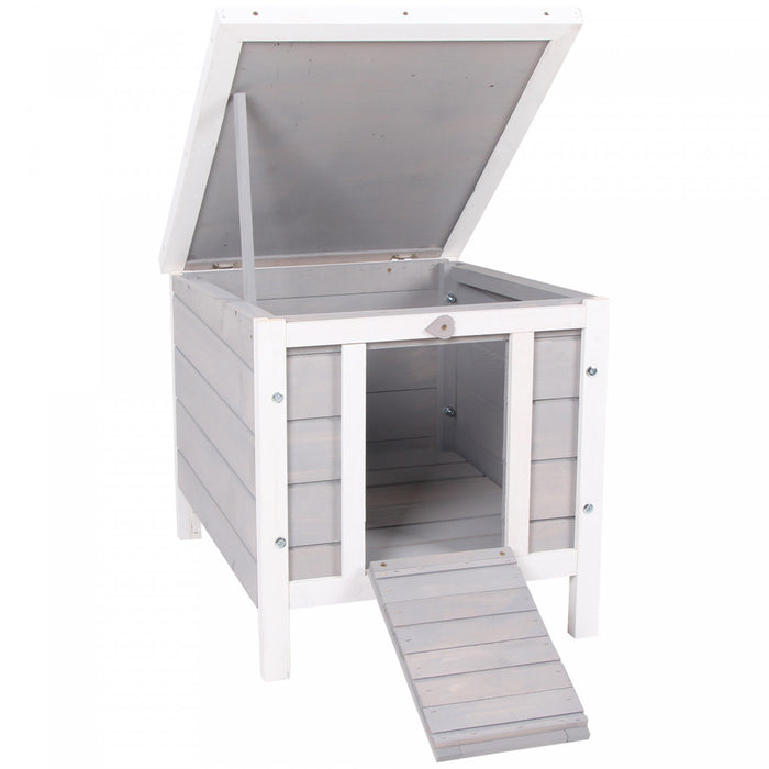 Pawhut 50,8 X 43,2 X 43,2 Cm Clapier En Bois Petit Animal Maison Lapin Cochon D'inde Cage Pour Animaux De Compagnie Coop Abri Pour Chat Gris