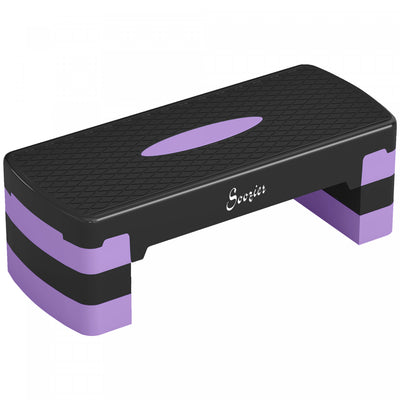 Soozier Aerobic Exercise Step Platform, 4"/6"/8" Height Adjustable Aerobic Stepper with Risers, Workout Stepper for Home Gym, Men, Women, Cardio Fitness, Strength Training, Purple
