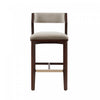 Tabouret de bar moderne Patricia en bois avec revetement en lin