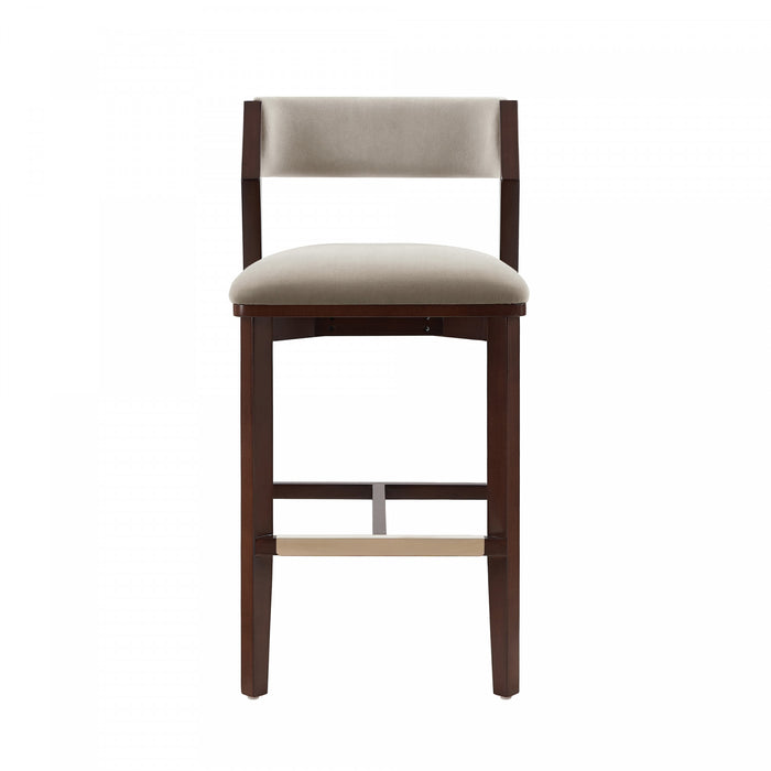 Tabouret de bar moderne Patricia en bois avec revetement en lin
