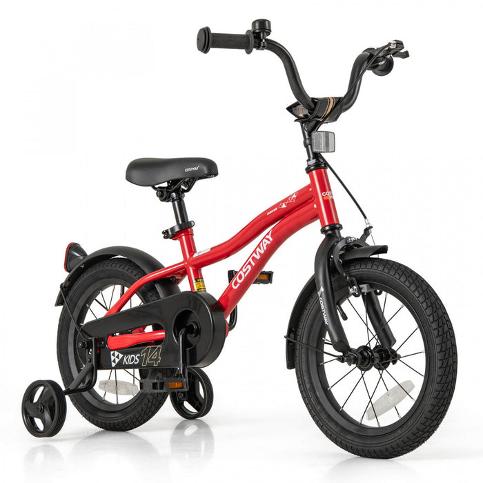 Velo Costway 14\" Pour Enfants Pour Garcons Et Filles De 3 A 5 Ans Avec Reflecteurs De Frein A Main Reglables