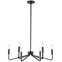 Lustre Clayton de Dainolite avec fini noir mat et 6 ampoules