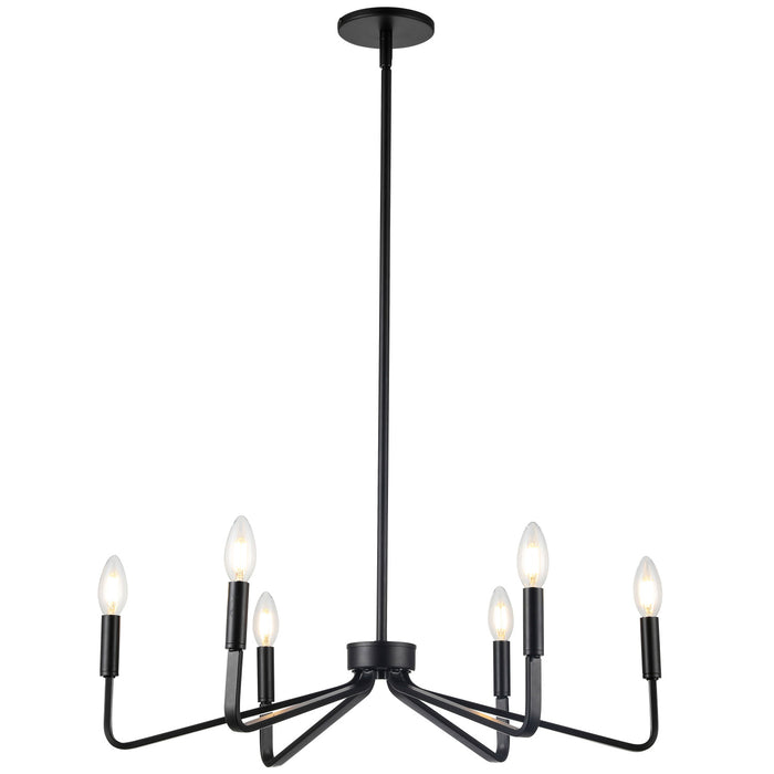 Lustre Clayton de Dainolite avec fini noir mat et 6 ampoules