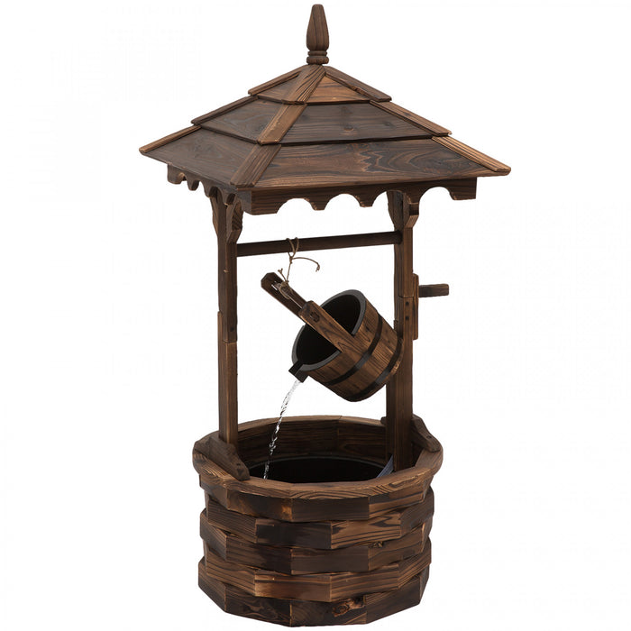 Fontaine De Cascade De Tonneau Exterieur Bois Rustique Avec Pompe Decor De Jardin