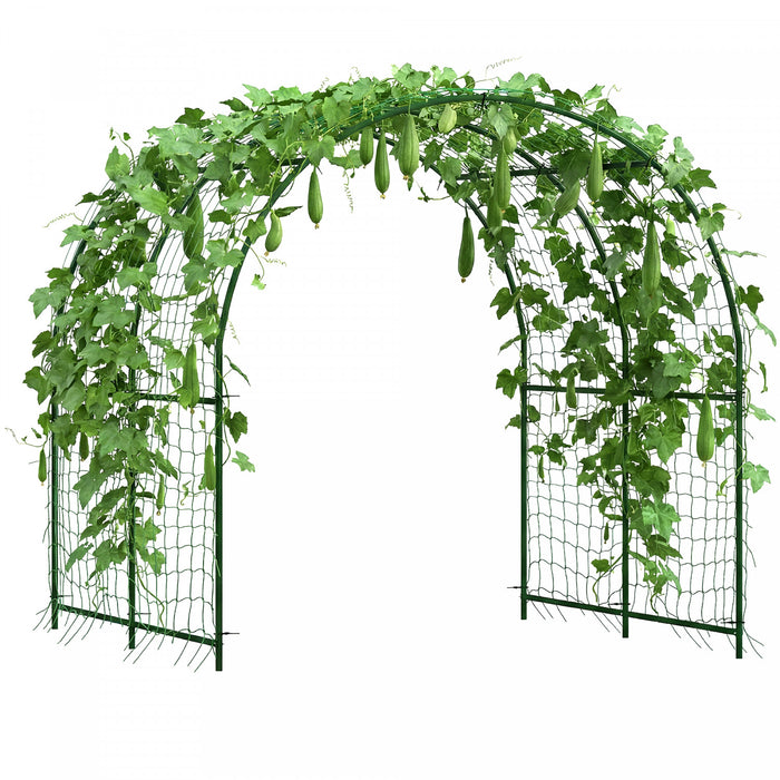 Outsunny Treillis en Arc de Jardin, Treillis pour Concombres de 2,16 m de Haut avec Filet