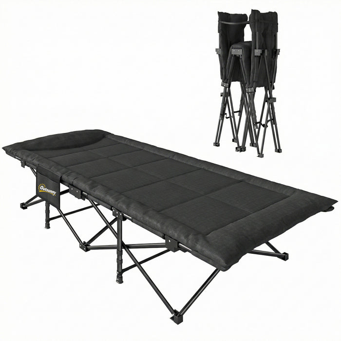 Outsunny Lit de Camping pour Adultes avec Coussin Rembourre, Noir