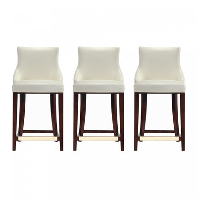 Shubert Modern Wood Upholstered Counter Stool in Ivory - Set of 3 | Tabouret de comptoir moderne en bois avec assise rembourree Shubert, ivoire - Lot de 3