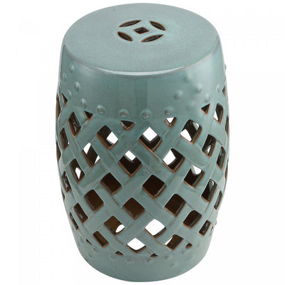 Outsunny 13" x 18" Outdoor Ceramic Garden Stool, Blue