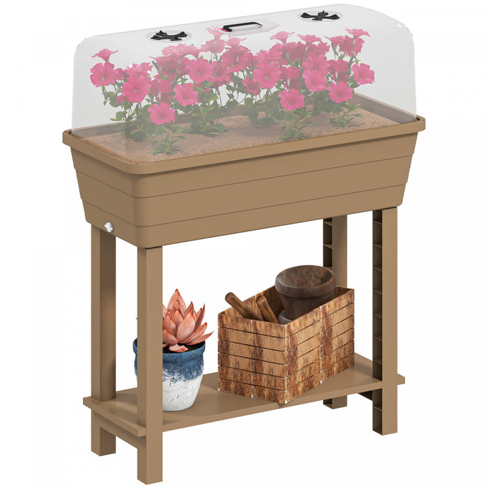 Outsunny Lit de jardin sureleve a arrosage automatique 41 L, Marron