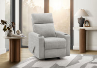Petit Fauteuil Inclinable Rembourre, Fauteuil Bercant Manuel, Tissu Gris Clair