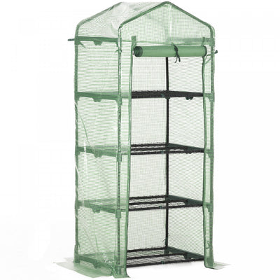 Outsunny 28" X 20" X 63" Portable Greenhouse With 4 Tier Shelves Outdoor Hot House Plant Flower Gree|Outsunny Serre Portable Avec Etageres Pour Exterieur, Vert Fonce
