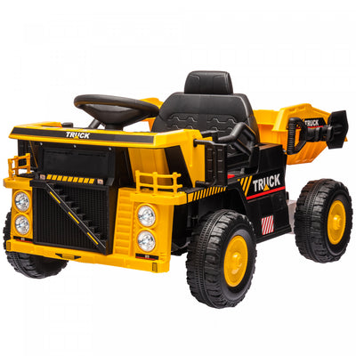 Qaba Kids Powered Ride-On Dump Truck, 12v Ride On Car Construction Vehicle With Electric Dump Bed, S|Qaba Camion A Benne Basculante Pour Enfants, Vehicule De Construction 12 V Avec Benne Electrique, Pe