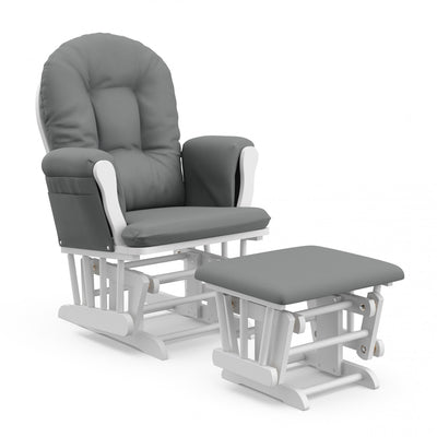 Storkcraft Hoop Glider and Ottoman - White/Gray Chair