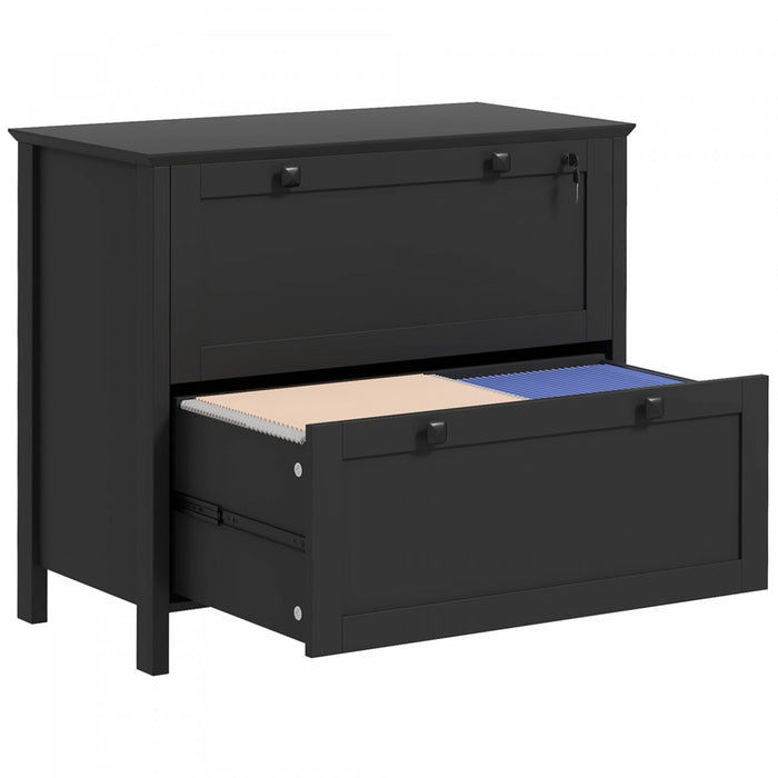 HOMCOM Classeur a 2 tiroirs avec serrure et barre de suspension reglable