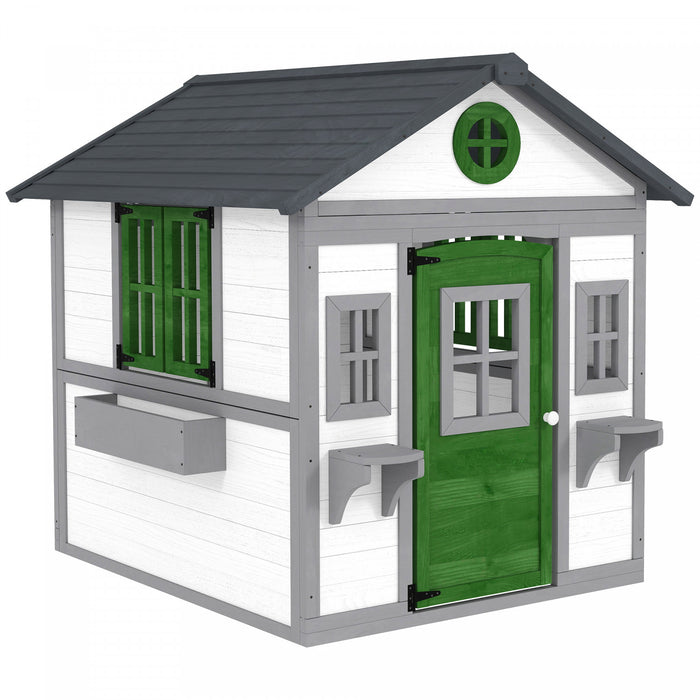 Maisonnette Outsunny pour enfants, maisonnette en bois pour l'exterieur, jardin, blanche
