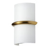 Applique murale Wallace de Dainolite en verre blanc opale, avec fini laiton vieilli et ampoule de 14 W