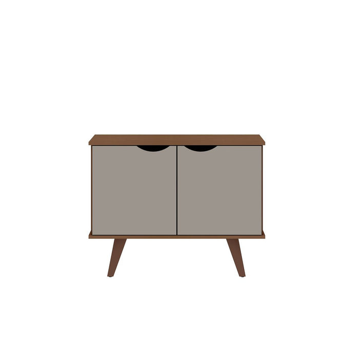 Armoire décorative Hampton de Manhattan Comfort avec 2 tablettes et pattes en bois massif - blanc cassé et crème d’érable