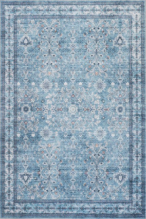 Tapis Vert Floral Lavable Antiderapant A Poils Ras 5'x7'