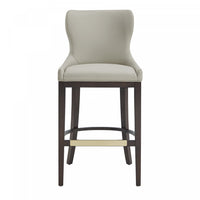 Tabouret de bar Blair moderne en bois avec revetement en tissu coloris pierre