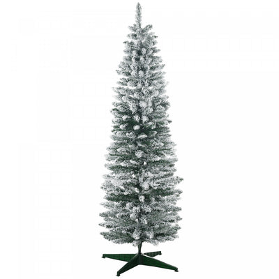 Homcom Pencil Artificial Christmas Tree With Snow-flocked Branches|Homcom Sapin De Noel Artificiel 6 Pi Avec 390 Branches Floquees De Neige