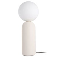Lampe de table Toria de Dainolite en verre blanc, avec fini blanc mat et 1 ampoule