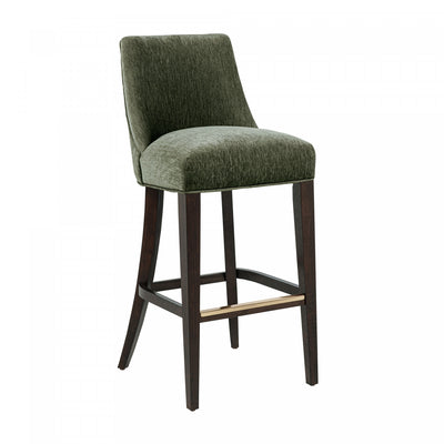Beever Modern Chenille Wood Upholstered Barstool in Forest Green | Tabouret de bar moderne Beever en bois avec revetement en chenille vert foret