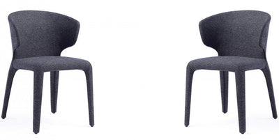 Manhattan Comfort Set of 2 Conrad Modern Woven Tweed Dining Chairs - Black|Ensemble 2 chaises de salle à manger modernes Conrad de Manhattan Comfort en tweed tissé - noir