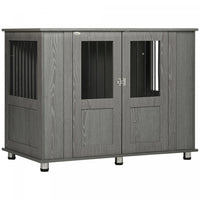 Pawhut Cage Pour Chien Avec Porte Magnetique Verrouillable, Pieds Reglables, Table D'appoint Pour Ni