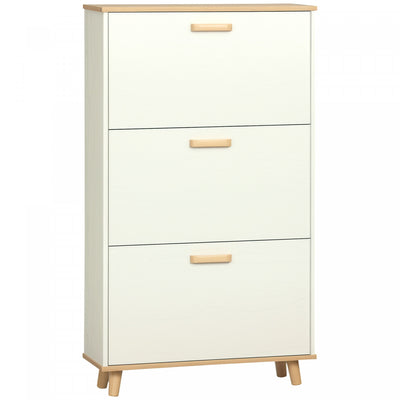 HOMCOM 12 Pair Shoe Storage Cabinet w/ Flip Drawers for Entryway White