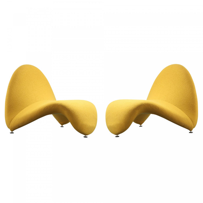 Fauteuil d’appoint moderne en melange de laine MoMa jaune – Lot de 2