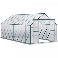 Outsunny Serre En Polycarbonate Avec Porte, Gouttiere, Aeration, Vert