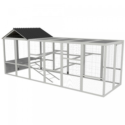 Pawhut Outdoor Wooden Chicken Coop With Run, Ramps, Perches, Storage, Backyard Hen House With Combin|Pawhut Poulailler D'exterieur En Bois Avec Enclos, Rampes, Perchoirs, Rangement, Poulailler D'arrier