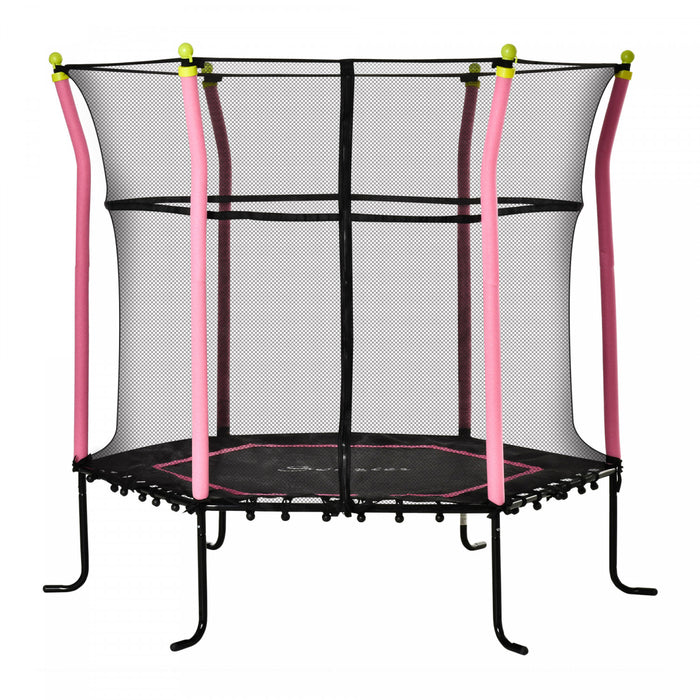 Soozier Trampoline Pour Enfant De 3 A 10 Ans Exterieur Interieur Surface De Saut De 125 Cm Filet De Securite Charge Max. Recommandee 60 Kg Rose