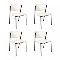 Chaise laterale contemporaine moderne en cuir vegetalien et metal Drift, ivoire - Lot de 4