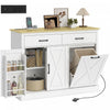 HOMCOM Meuble Poubelle Basculant avec Station de Charge, Ilot de Cuisine