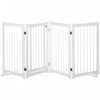 Pawhut Barriere Autoportante Pour Chien, 4 Panneaux De 36\" De Haut, Pliable Avec 2 Pieds De Support Pour Chiens De Taille Moyenne Et Grande, Pour Escalier, Porte, Couloir, Blanc