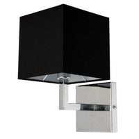 Applique murale Lucas de Dainolite avec abat-jour noir, fini chromé poli et 1 ampoule