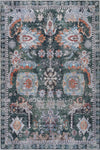 Aqua Flammes Verte Tapis Lavable Et Antiderapant A Poils Ras 8'x10'