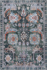  Aqua Flammes Verte Tapis Lavable Et Antiderapant A Poils Ras 8'x10'