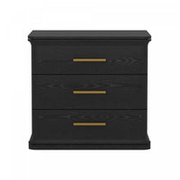 Table de nuit traditionnelle Clifford en noir (3 tiroirs)