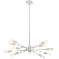 Luminaire suspendu horizontal Nebraska de Dainolite avec fini blanc mat et 10 ampoules