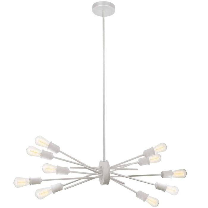 Luminaire suspendu horizontal Nebraska de Dainolite avec fini blanc mat et 10 ampoules