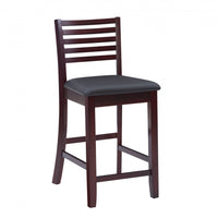 Tabouret Torino de hauteur comptoir en similicuir avec dossier en échelle - merlot