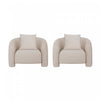Fauteuil lounge Sylvia en tweed moderne et glamour, finition Poussiere d’or - Lot de 2