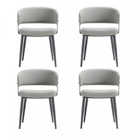  Chaise de salle a manger moderne Luce en cuir vegetalien texture et metal, gris pierre - Lot de 4